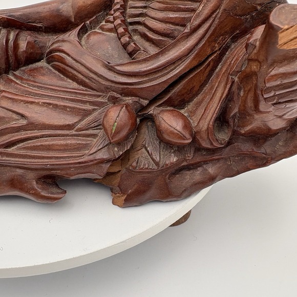 19th‎ Century Chinese Root Art Carving Of Oni Buddha 11" Hardwood - Picture 9 of 11